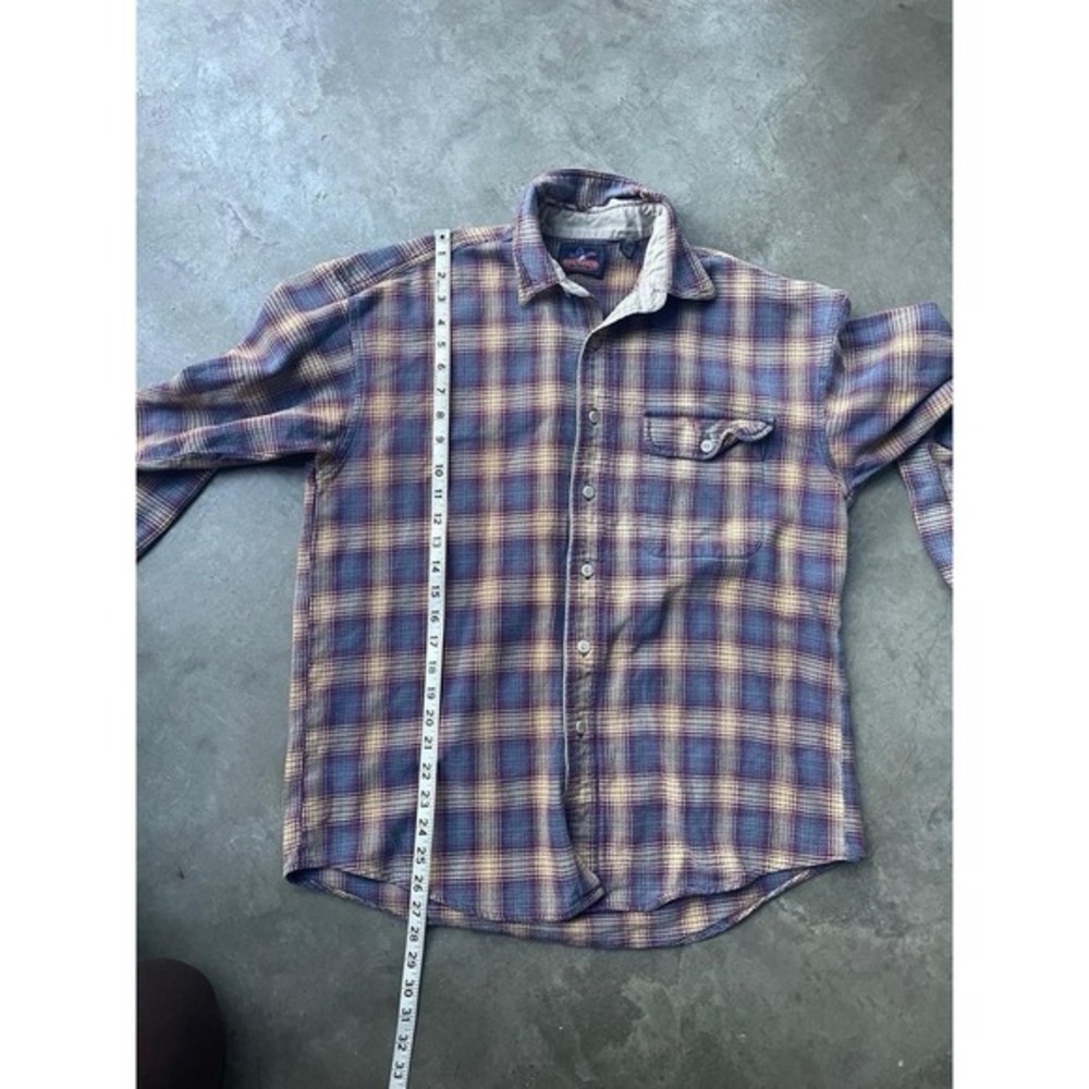 Vintage grey blue and‎ tan flannel  Brand: back packer sportswear Size Medium